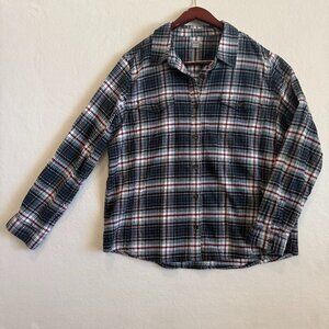 Carhartt Flannel Shirt Womens XXL Gray Red & White Plaid Cotton Blend Grunge 90s
